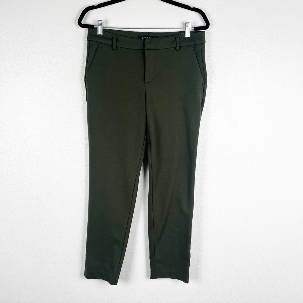 Liverpool Straight Leg Flat Front Trousers Olive Sz‎ 8